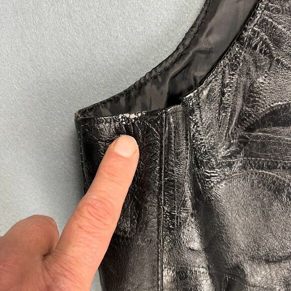 VTG Leather Works Vest Mens 3XL Italian Stone Style Black - Picture 7 of 9